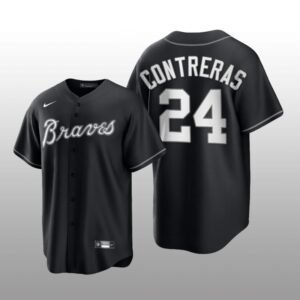 Braves William Contreras All Black Fashion Serise Replica Black White Jersey