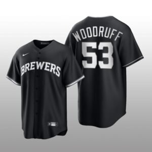 Brewers Brandon Woodruff All Black Fashion Serise Replica Black White Jersey