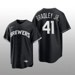 Brewers Jackie Bradley Jr. All Black Fashion Serise Replica Black White Jersey