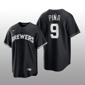 Brewers Manny Pina All Black Fashion Serise Replica Black White Jersey