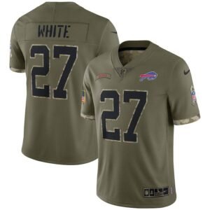 Buffalo Bills #27 Ttredavious White 2022 Salute To Service Limited Jersey – Olive