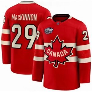 Canada Nathan MacKinnon 2025 Red Hockey Team 4 Nations Face-Off Jersey