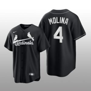 Cardinals Yadier Molina All Black Fashion Serise Replica Jersey Black White
