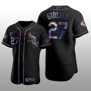 Chicago White Sox Men’s Iridescent Logo Holographic Limited Jersey Lucas Giolito Black Authentic