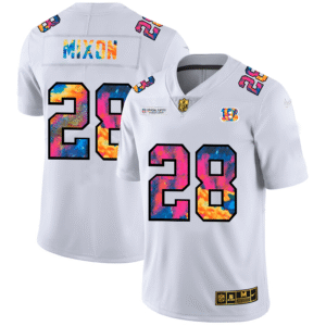 Cincinnati Bengals #28 Joe Mixon White Nike Multi-Color 2020 NFL Crucial Catch Limited NFL Jersey