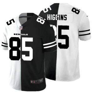 Cincinnati Bengals #85 Tee Higgins Black V White Peace Split Nike Vapor Untouchable Limited NFL Jersey