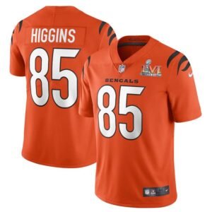Cincinnati Bengals #85 Tee Higgins Orange Super Bowl LVI Patch Nike Alternate Vapor Limited Jersey