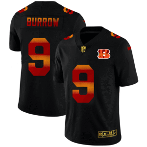 Cincinnati Bengals #9 Joe Burrow Black Nike Red Orange Stripe Vapor Limited NFL Jersey