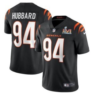 Cincinnati Bengals #94 Sam Hubbard Black Super Bowl LVI Patch Nike Vapor Limited Jersey