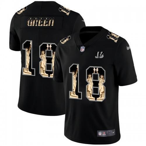 Cincinnati Cincinnati Bengals #18 A.J. Green Carbon Black Vapor Statue Of Liberty Limited NFL Jersey