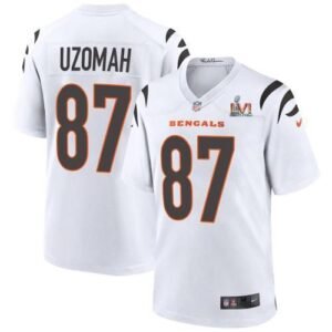 Cincinnati Cincinnati Bengals #87 C.J. Uzomah White Super Bowl LVI Patch Nike Game Jersey