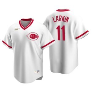 Cincinnati Reds Barry Larkin White Cooperstown Collection Home Jersey
