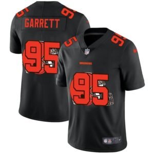 Cleveland Browns #95 Myles Garrett Nike Team Logo Dual Overlap Limited NFL Jersey Black