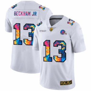 Cleveland Cleveland Browns #13 Odell Beckham Jr. White Nike Multi-Color 2020 NFL Crucial Catch Limited NFL Jersey