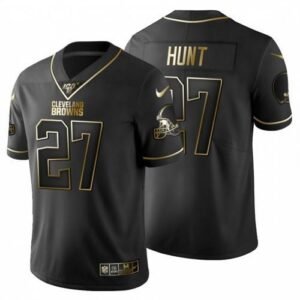 Cleveland Cleveland Browns #27 Kareem Hunt Nike Black Golden Limited NFL 100 Jersey