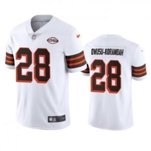 Cleveland Cleveland Browns #28 Jeremiah Owusu-Koramoah Nike 1946 Collection Alternate Vapor Limited NFL Jersey – White