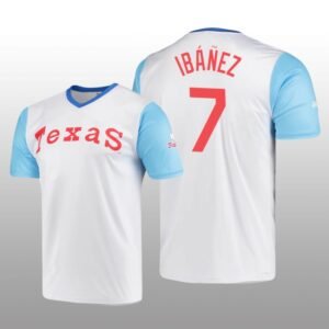 Cooperstown Collection Andy Ibanez Rangers Jersey White Wordmark Stitches Men’s