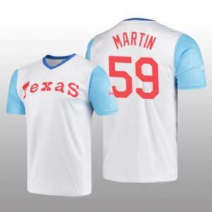 Cooperstown Collection Brett Martin Rangers Jersey White Wordmark Stitches Men’s
