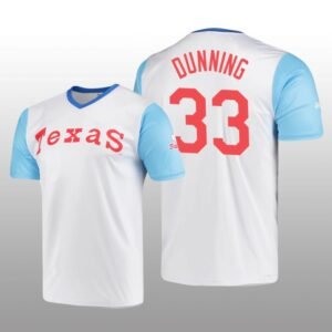Cooperstown Collection Dane Dunning Rangers Jersey White Wordmark Stitches Men’s