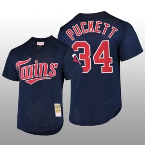 Cooperstown Collection Minnesota Twins Kirby Puckett Batting Practice Navy Mesh Jersey