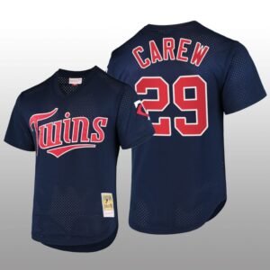 Cooperstown Collection Minnesota Twins Rod Carew Batting Practice Navy Mesh Jersey