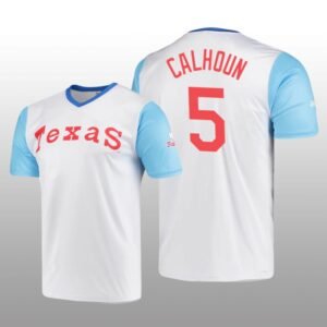 Cooperstown Collection Willie Calhoun Rangers Jersey White Wordmark Stitches Men’s