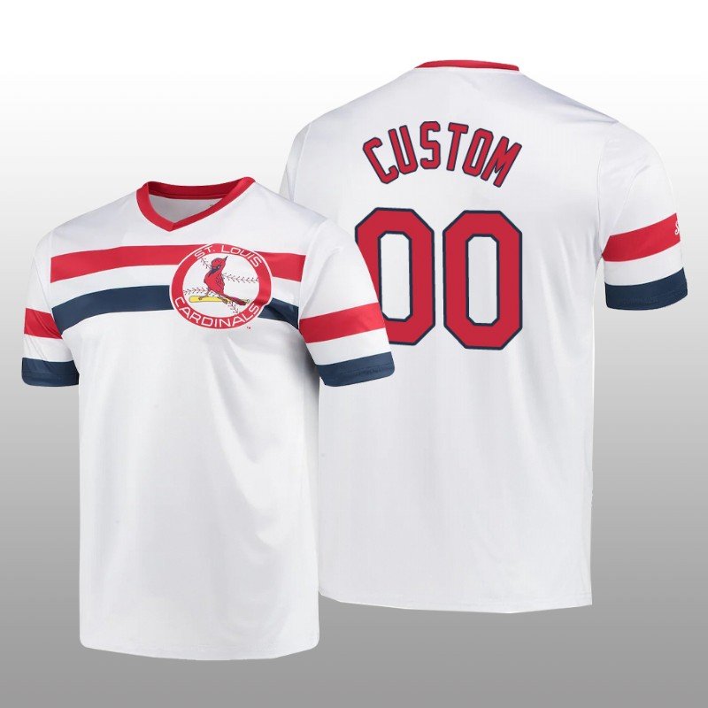 Custom Cooperstown Collection Cardinals Jersey White V-Neck Men’s