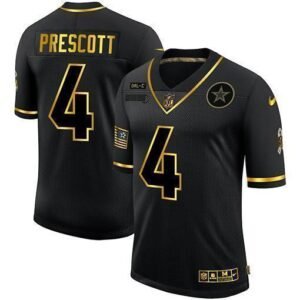 Dallas Cowboys #4 Dak Prescott Nike 2020 Salute To Service Golden Limited NFL Jersey Black
