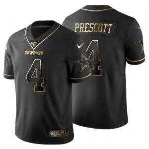 Dallas Cowboys #4 Dak Prescott Nike Black Golden Limited NFL 100 Jersey