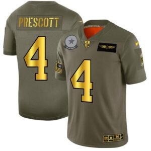 Dallas Cowboys #4 Dak Prescott NFL Nike Olive Gold 2019 Salute To Service Limited Jersey
