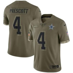 Dallas Cowboys #4 Dak Prescott Nike 2022 Salute To Service Limited Jersey – Olive