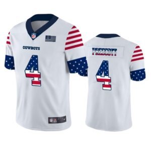 Dallas Cowboys #4 Dak Prescott White Nike Team Logo USA Flag Vapor Untouchable Limited NFL Jersey