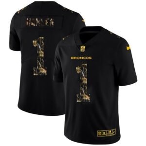 Denver Broncos #1 KJ Hamler Black Nike Flocked Lightning Vapor Limited NFL Jersey