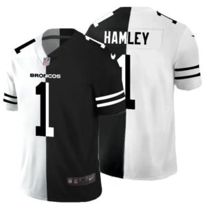 Denver Broncos #1 KJ Hamler Black V White Peace Split Nike Vapor Untouchable Limited NFL Jersey