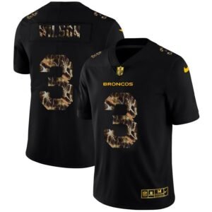 Denver Broncos #3 Russell Wilson Black Nike Flocked Lightning Vapor Limited NFL Jersey