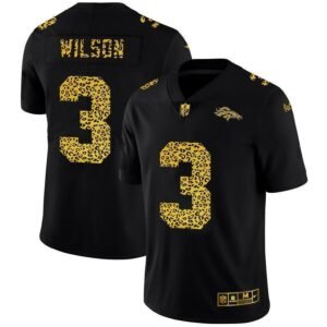 Denver Broncos #3 Russell Wilson Nike Leopard Print Fashion Vapor Limited NFL Jersey Black