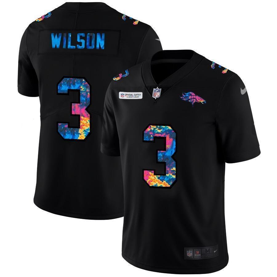 Denver Broncos #3 Russell Wilson Nike Multi-Color Black 2020 NFL Crucial Catch Vapor Untouchable Limited Jersey
