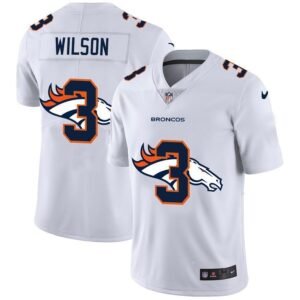 Denver Broncos #3 Russell Wilson White Nike Team Logo Dual Overlap Limited NFL Jersey