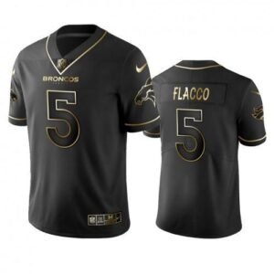 Denver Broncos #5 Joe Flacco Stitched NFL Vapor Untouchable Limited Black Golden Jersey
