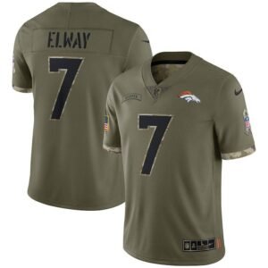 Denver Broncos #7 John Elway Nike 2022 Salute To Service Limited Jersey – Olive