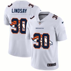Denver Denver Broncos #30 Phillip Lindsay White Nike Team Logo Dual Overlap Limited NFL Jersey