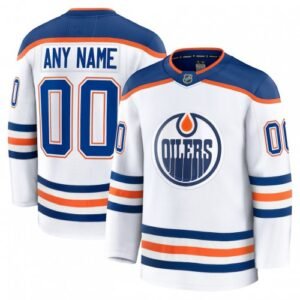 Edmonton Oilers Away White Premium Custom Jersey
