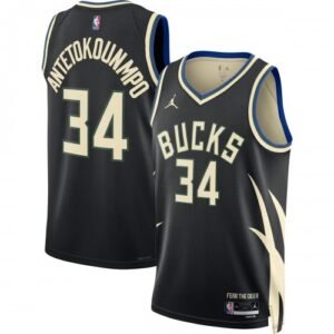 Giannis Antetokounmpo Milwaukee Bucks Jordan Brand Statement Edition Swingman Jersey – Black