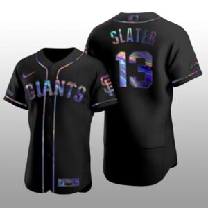 Giants Austin Slater Iridescent Logo Holographic Limited Authentic Black Jersey