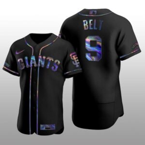 Giants Brandon Belt Iridescent Logo Holographic Limited Authentic Black Jersey