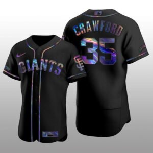 Giants Brandon Crawford Iridescent Logo Holographic Limited Authentic Black Jersey
