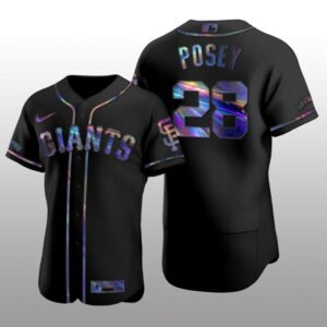 Giants Buster Posey Iridescent Logo Holographic Limited Authentic Black Jersey