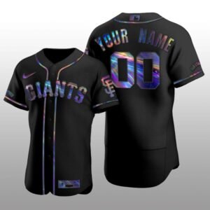 Giants Custom Iridescent Logo Holographic Limited Authentic Black Jersey