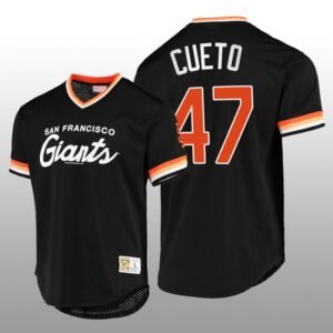 Giants Johnny Cueto Script Fashion Black Cooperstown Collection Jersey