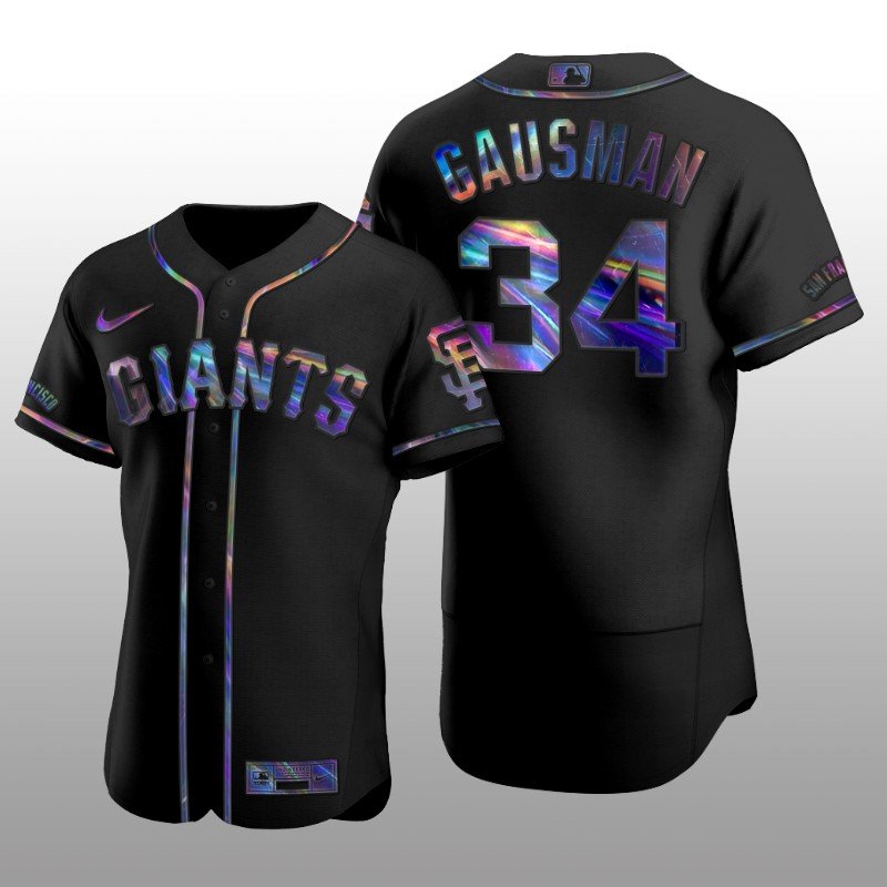 Giants Kevin Gausman Iridescent Logo Holographic Limited Authentic Black Jersey